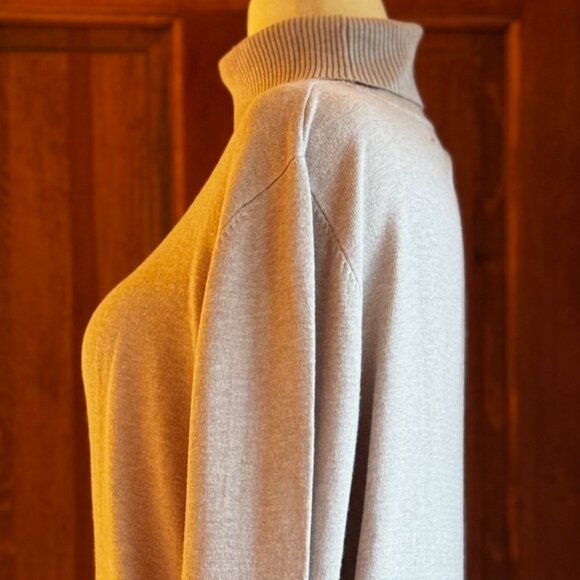 Joseph A Tan Turtleneck Top/Button Accent Sleeve, L, EUC - Picture 3 of 13